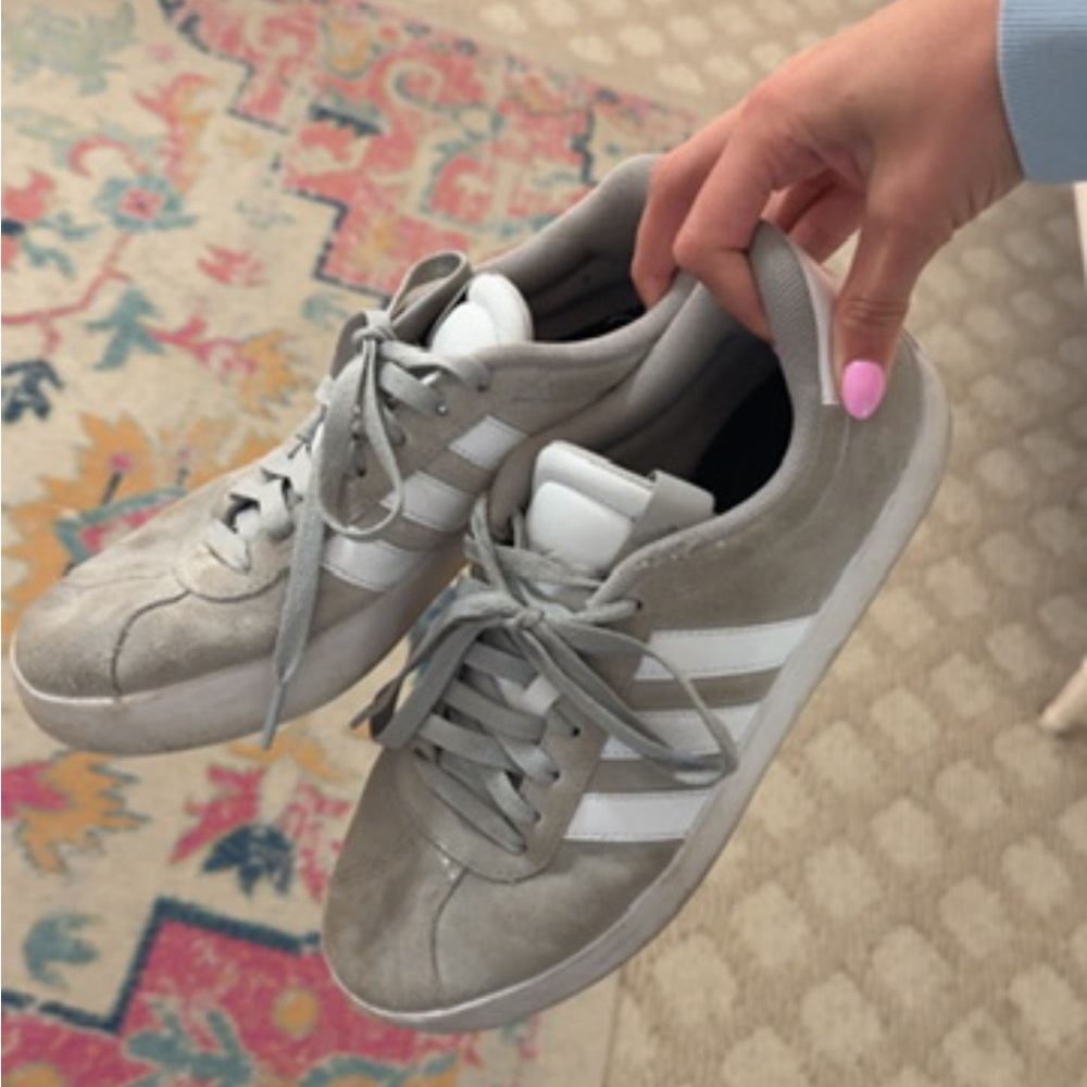 Adidas Women's Light Gray and White Sneakers